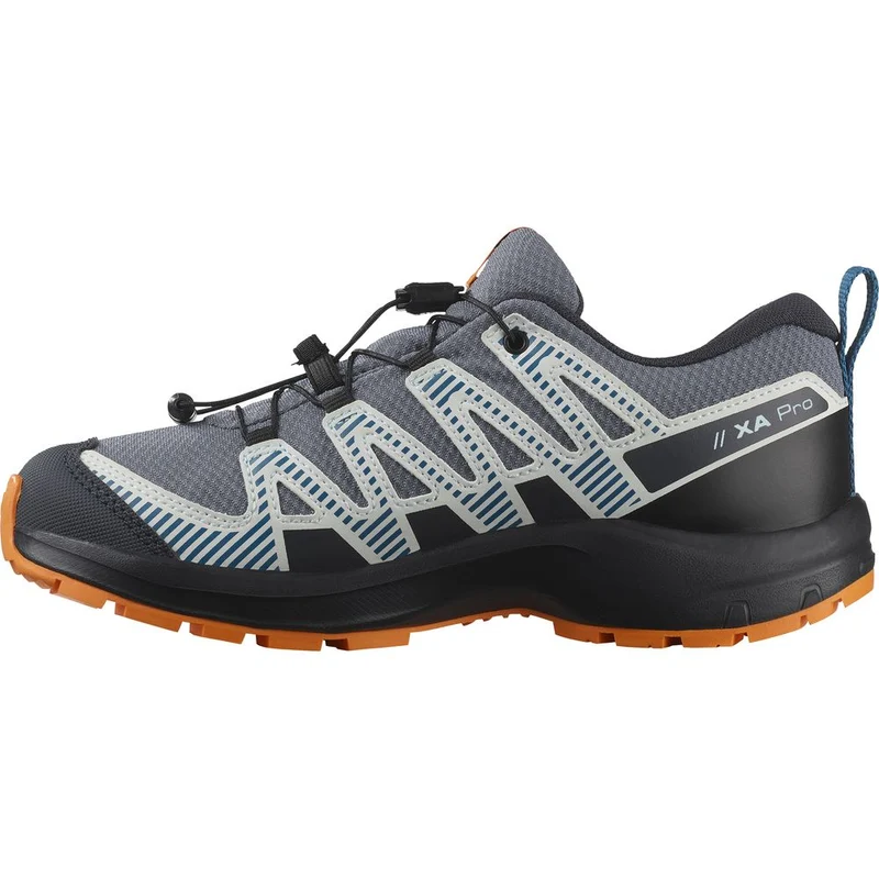 Salomon Shoe XA Pro V8 Waterproof J Kinder Wanderschuh grisaille dark blue turmeric