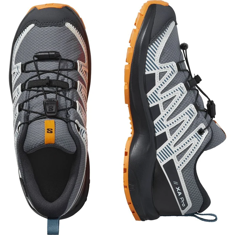 Salomon Shoe XA Pro V8 Waterproof J Kinder Wanderschuh grisaille dark blue turmeric